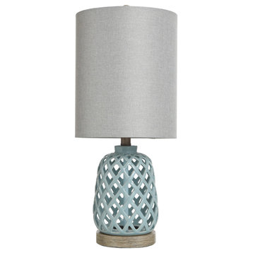 Cut Out Ceramic Table Lamp, Blue