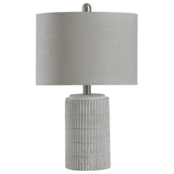 Joni Table Lamp, Distressed Gray,White, Light Gray w, Beige