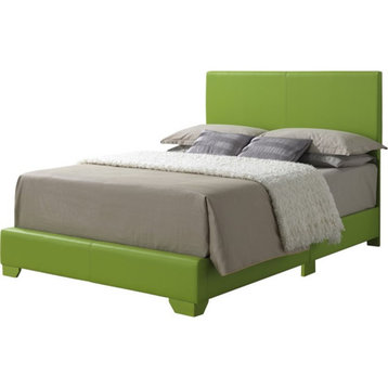 Maklaine Modern Faux Leather Upholstered Full Bed in Apple Green