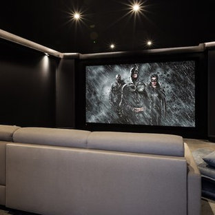 Design ideas for a contemporary home cinema in Amsterdam.
