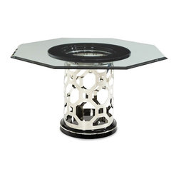 AICO Furniture - After Eight 60 Round Dining Table with Shaped Glass Top - 19001 - Furniture