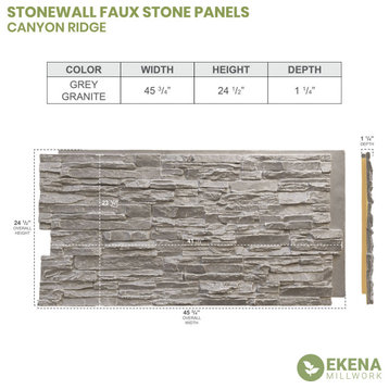 Canyon Ridge Stacked Stone, StoneWall Faux Stone Siding Panel,, Grey Granite
