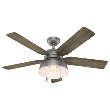 Hunter 59308, Mill Valley Outdoor with Light 52", Matte Silver