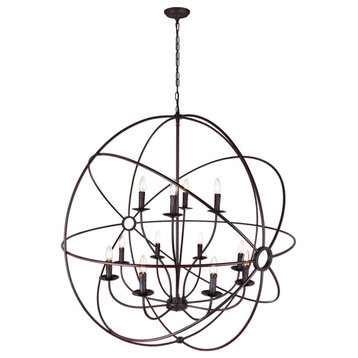 Arza 12 Light Up Chandelier With Brown Finish