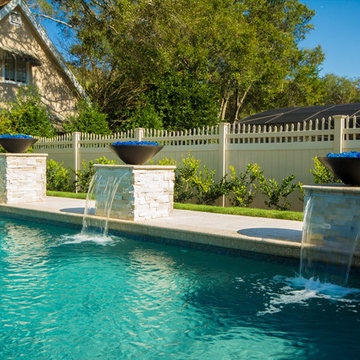 Custom Designed Pool Renovation with fire features