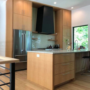Quarter sawn white oak grain matched kitchen and closet