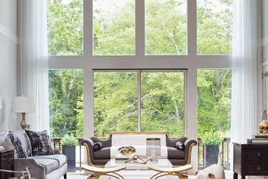 Example of a trendy living room design in New York