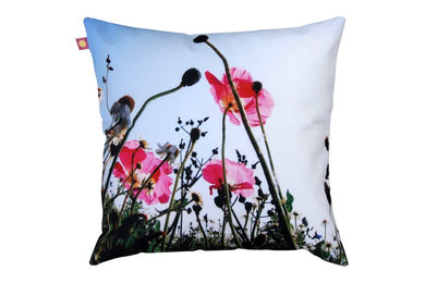 Coussin Coquelicots roses