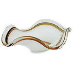 NOVICA - Radiant Waves Hand Blown Art Glass Centerpiece - A radiant spiral with touches of black, brown, and amber winds down into the center of this centerpiece with a wavy rim. The Molinari Family of Brazil masters the techniques of hand blowing glass, traditional to the island of Murano in Italy.    The presence of air bubbles accentuates the nature of the traditional hand blown crafting process, making each piece unique.
