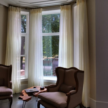 Linen Pinch Pleated Drapery on Brass Rod
