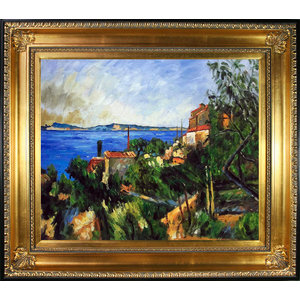 overstockArt Villas du Mer Framed Oil Painting Multi-Color