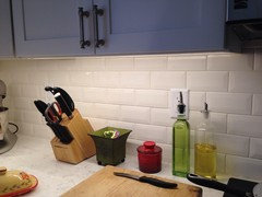 Lowes Or Home Depot Basic White Subway Tile I Bought One Tile From Each Hd Lowes Liked White Better Seemed Brighter Ended Up Ing The Beveled Subway Instead And Really Like It