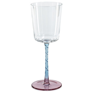 6-Piece Sachi White Wine Glass Set, Pink and Blue