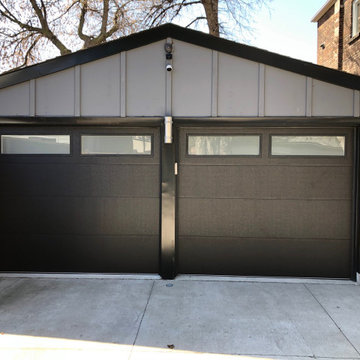 Modern Residential Garage Door Installation-Steel Flush Door