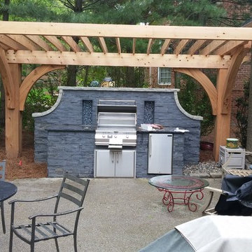 Rear Yard Outdoor Custom Kitchen and Shade Garden