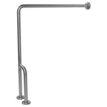 Satin Stainless Steel Right Handed Floor to Wall Grab Bar 30"x33"