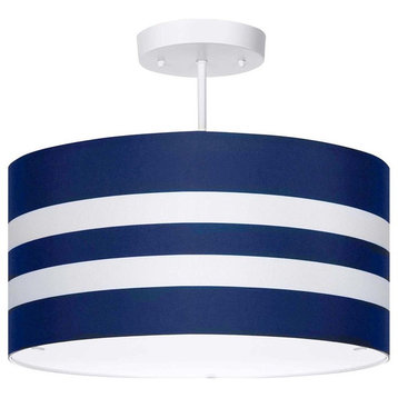 Navy Stripes Light Fixture, 3-Lights