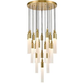 Fusion 19 Light Chandelier, Aged Brass