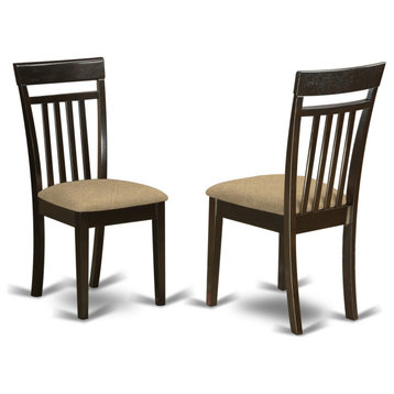 Set of 2 Capri Slat Back Chair For Dining Room With Upholstered Seat