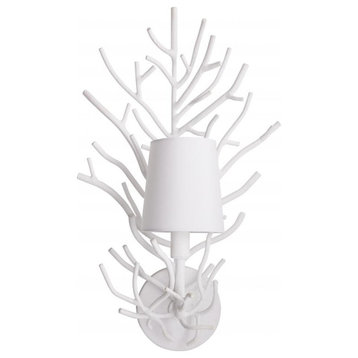 Coral Twig Wall Sconce, 1-Light, White Gesso, Iron, 12"W (DC42014-189 3MRL6)