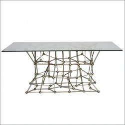 Worlds Away Molecule Silver leaf Dining Table Base Only - Table Tops And Bases