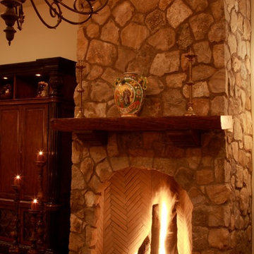 Sedona Custom Home European meets Southwest Lodge greatroom fireplace
