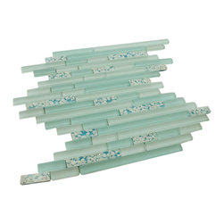 Matte Aqua Blue & Glossy White Sea Shells Glass Mosaic Tiles (Random Pattern) - Home Accessories & Decor