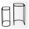 Celine Set of Two Black/Silver Metal and Glass Nesting Accent Tables