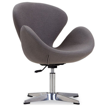 Raspberry Adjustable Swivel Chair, Gray and Polished Chrome