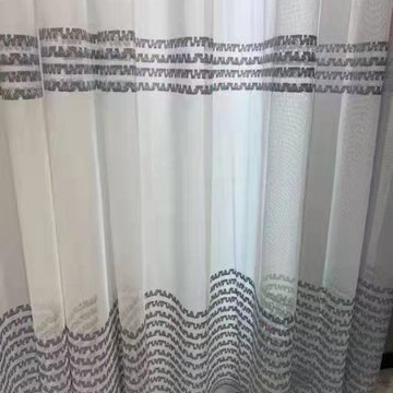 QYI221O Venus Embroidery Beautiful Grey Horizontal Stripes Custom Made Sheer