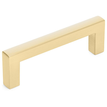 Diversa Solid Square Edge Cabinet and Drawer Bar Pulls, Brushed Gold, 3" (76mm)
