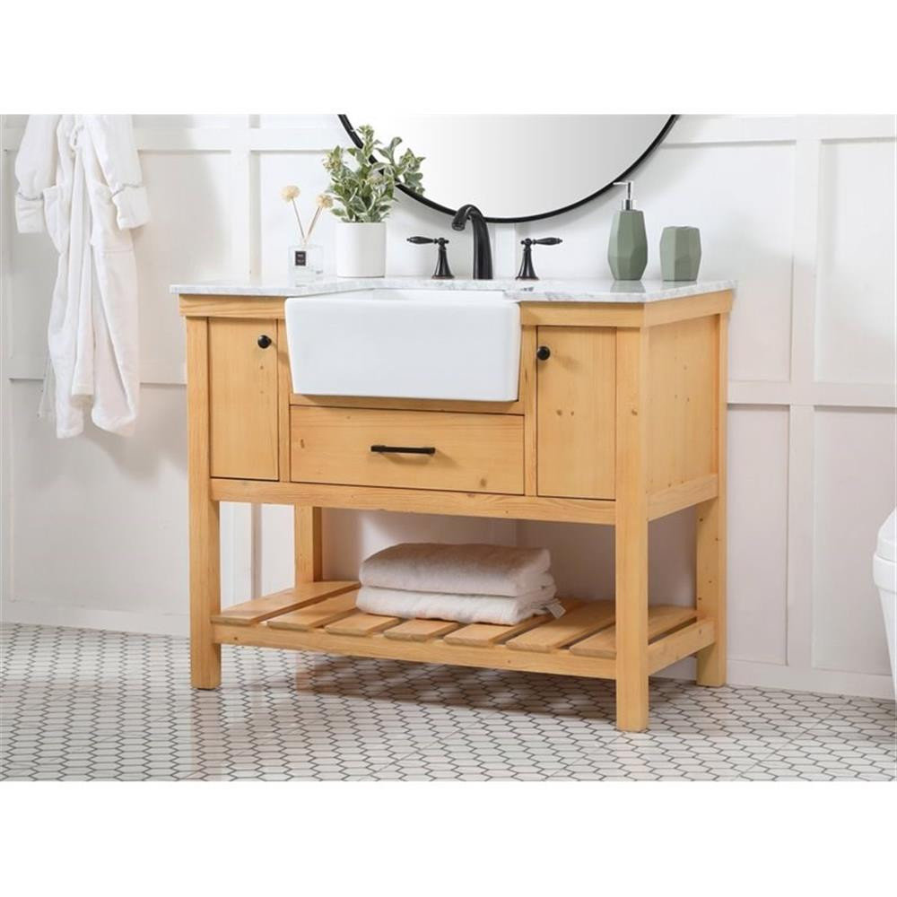 Elegant Decor Clement 42" Aluminum MDF Single Bathroom Vanity in Natural Wood