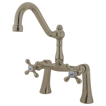 Kingston Brass 7" Center Deck Mount Clawfoot Tub Faucet, Brushed Nickel