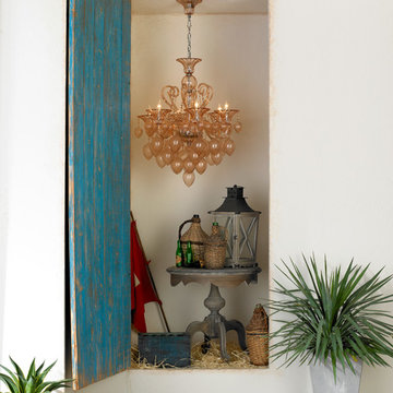 Bella Vetro Modern Glamour 6-Light Blush Blown Glass and Crystal Chandelier