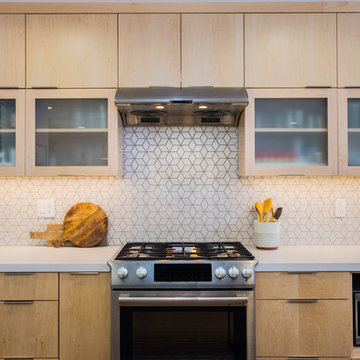 Midcentury Flat Panel Maple Cabinet Kitchen