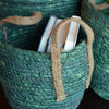 3 Piece Teal Green Wicker Baskets Set