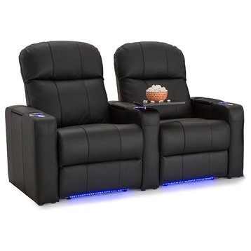 Seatcraft Venetian Bonded Leather Home Theater Seating, Black, Row of 2