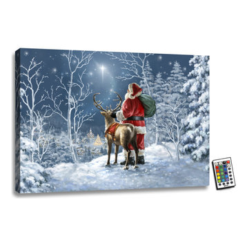 Starry Night Santa 18x24 Backlit Print With Remote Control