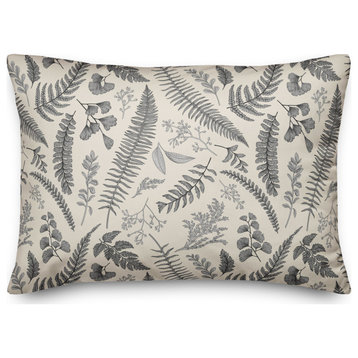 Gray Botanical Pattern 14x20 Spun Poly Pillow