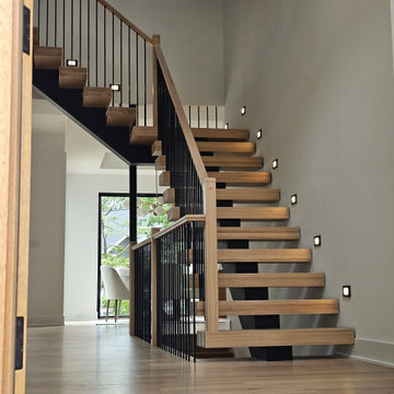 Project #124 | Contemporary Red Oak and Steel Staircase