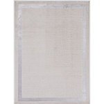 KAS - KAS Luna 7129 Ivory/Silver Border Area Rug, 9'10"x13'2" - Beautifully crafted rugs adding subtle drama to any room. The texture adds depth, the metallic highlights add luster and the tonal colors make for an easy decorating palette. Luna is machine woven of soft polyester and polypropylene in Turkey and has a 0.25" pile height.
