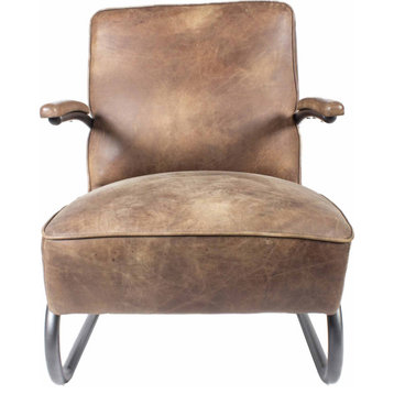 First of A Kind Perth Club Chair Grazed Brown Leather