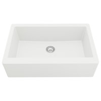 Karran Farmhouse/Apron-Front Quartz 34" Single Bowl Kitchen Sink, White