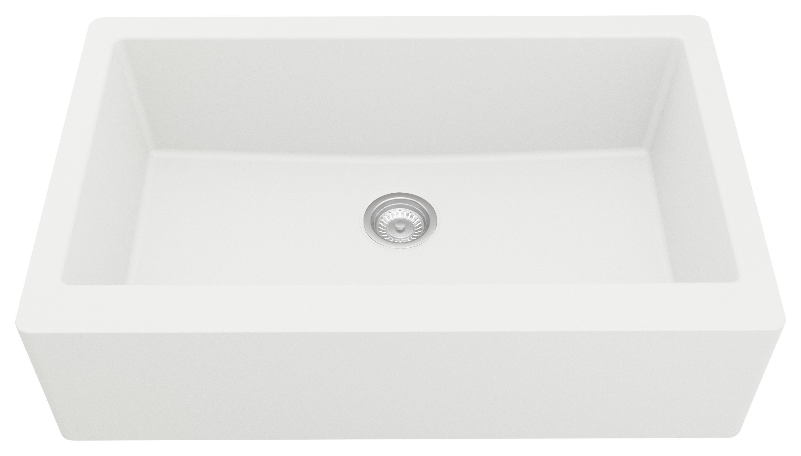 Karran Farmhouse/Apron-Front Quartz 34" Single Bowl Kitchen Sink, White
