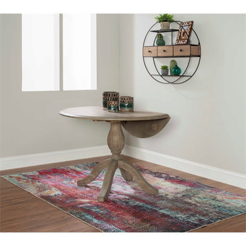 Linon Ervin Wood Drop Leaf Dining Table in Antique Rustic Brown
