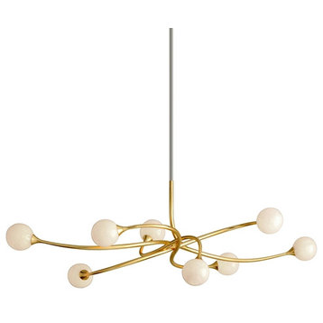 Signature 8-Light Linear, Gold Leaf, Antique White With Gold