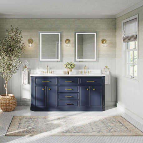 Palace Bathroom Vanity, Double Sink, 72", Blue