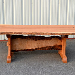 Live Edge Cherry Dining Table with Live Edge Trestle - Dining Tables