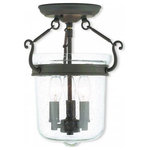 Livex Lighting - Livex Lighting 50491-07 Winchester - 3 Light Flush Mount - A hand crafted seeded glass holds three candelabraWinchester 3 Light F Bronze Seeded GlassUL: Suitable for damp locations Energy Star Qualified: n/a ADA Certified: n/a  *Number of Lights: 3-*Wattage:60w Candelabra Base bulb(s) *Bulb Included:No *Bulb Type:Candelabra Base *Finish Type:Bronze