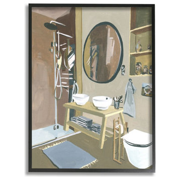 Modern Bathroom Sink Shower Multicolor Acrylic Painting,1pc, each 16 x 20